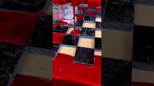 Black and Red Resin Chess Board Made With Table Top Epoxy
