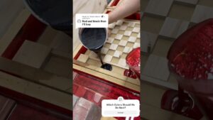Red/Black Epoxy Chess Board Build #chess #resin #epoxyresin #diy #epoxy #art #chessboard #resinart